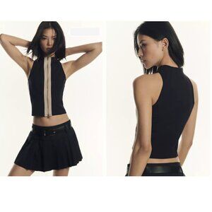 ANTHROPOLOGIE Mock-Neck Moto Tank